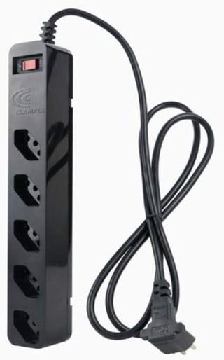 Filtro de linha com 5 tomadas da iClamper + DPS na cor preta - R$ 44,90