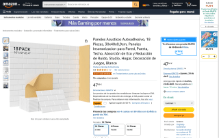 Paneles acústicos autoadhesivos 18 piezas por 24€