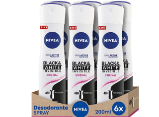 Pack de 6 desodorantes NIVEA BLACK AND WHITE por 7,98€
