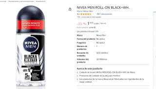 Desodorante Nivea Men Roll-On Black & White por 1.40€