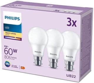 Philips Pack 3 bombillas LED esmeriladas A60 blanco cálido 2700 K 60 W por 8,49€