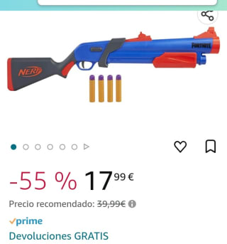 Fornite Pistola NERF FORTNITE Pump SG por 17,99€.