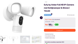 Eufy Floodlight IP-Beveiligingscamera - Bedraad - 2K resolutie - voor €99 bij Ibood