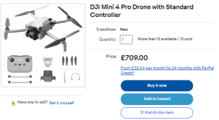 Garner DJI Mini 4 Pro drone as low as £649 available at eBay