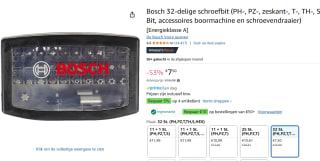 Bosch 32-delige schroefbitset voor €7,50 bij Amazon