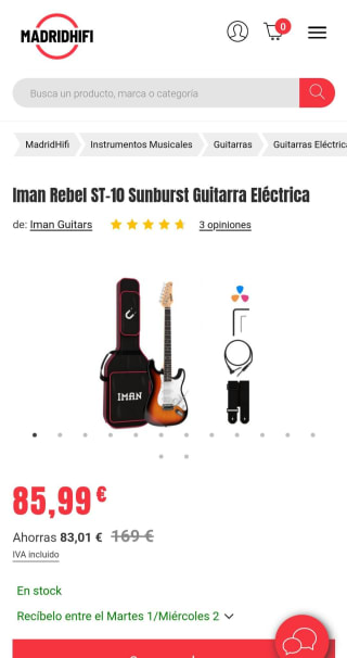 Iman Rebel ST-10 Sunburst Guitarra Eléctrica por 85,99€
