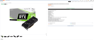 GeForce RTX 3060 8GB Dual Fan PNY por solo 199€