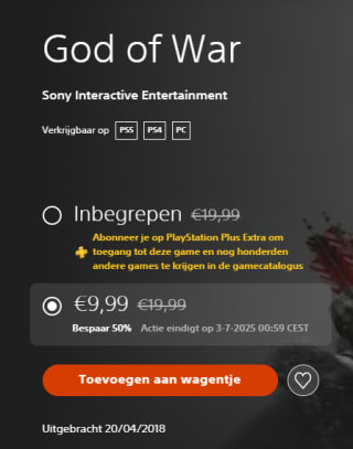 God of War voor €9,99 in de Playstation Store