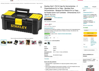 Stanley Stst1-75514 Caja De Herramientas 2 Organizadores En La Tapa Bandeja Para Herramientas por 5,55€