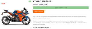 Moto KTM RC 390 2023 à 5.990€