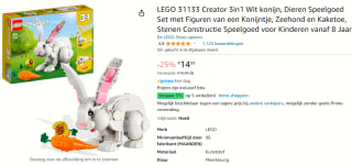 LEGO Creator 3-in-1 - Wit konijn voor €14,99 bij Amazon