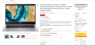 Portátil Acer Chromebook 314 CB314-2H-K8BN por 179€