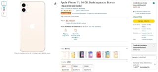 iPhone 11 64GB Reacondicionado por $4,467 en Amazon