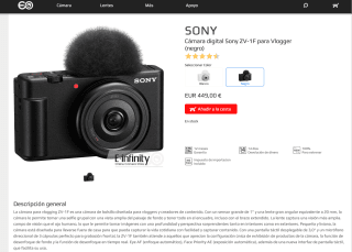 Cámara Sony ZV 1F por solo 449€