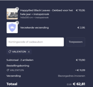 15% korting op dekbedden dmv de code bij Happybed