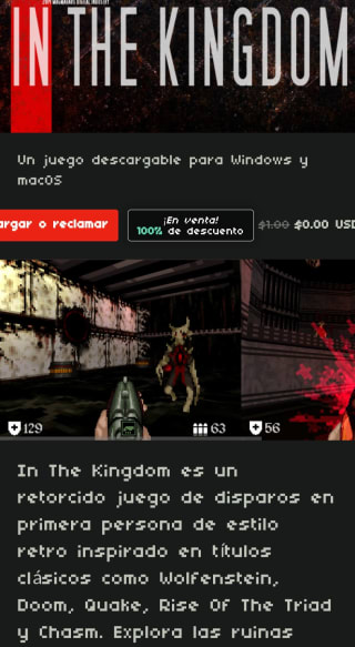 Juego descargable en el Reino ahora gratis desde itch.io