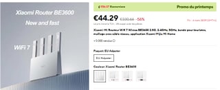 Routeur Wifi Xiaomi BE3600 - Wifi 7, Mesh, 2.5Gbps WAN, 3 ports Ethernet 1Gbps à 44,29€
