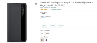 Funda S-View Flip Cover S21+ a $364 en Amazon