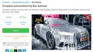 Complete autowasbeurt bij Bas Autowas voor €12,50 via Social deal