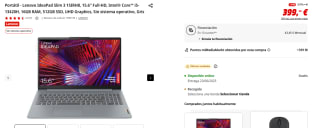 Portátil Lenovo IdeaPad Slim 3 15IRH8, 15.6" Full-HD, Intel Core i5-13420H, 16GB RAM, 512GB SSD, UHD Graphics por 399€