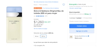 Dolce & Gabbana Original 200ml por $1,260 en Mercado Libre