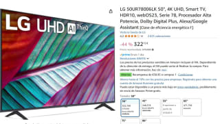 LG 50UR78006LK 50" 4K UHD Smart TV HDR10 webOS23 Serie 78 Procesador Alta Potencia Dolby Digital Plus Alexa/Google Assistant por 322,15€