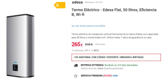 Termo Eléctrico - Edesa Flat, 50L, Eficiencia B, Wi-fi por 255€
