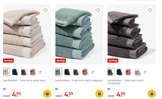 Alle hotelkwaliteit handdoeken 30% korting bij de Hema