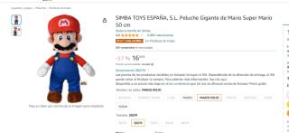 Peluche Gigante de Mario Super Mario por 16.44€