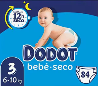 2 Dodot Bebé Seco Pañales Bebé, Tallas 3, 4, 5 y 6 +Dodot Toallitas Para Bebé, 256 Toallitas por 23,35€