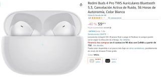 Auriculares Inalámbricos ANC Blancos Xiaomi Redmi Buds 4 Pro por 59.99€