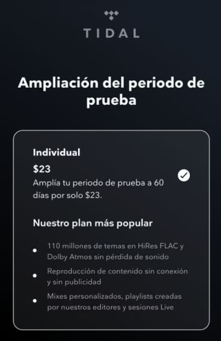 2 Meses de Tidal Premium por $23
