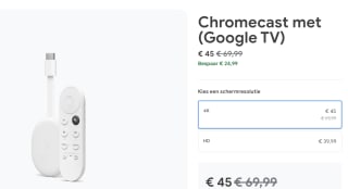 Google Chromecast met Google TV - 4K HDR - Wit voor €45