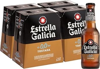 Estrella Galicia 0,0 Tostada Cerveza - Pack de 24 botellines x 250 ml por 13,29€.