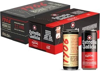 10 latas Estrella Galicia Especial y 10 latas de 1906 Reserva Especial por 12,08€