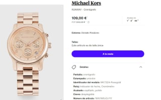 Reloj Cronografo de Mujer Michael Kors RUNWAY por 109€