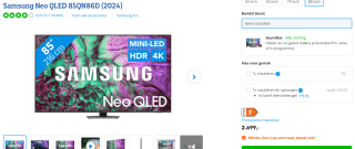 Samsung QE85QN85D - 85 inch - 4K Neo QLED - 2024 voor €2.699 bij Coolblue