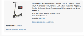 FanttikRide C9 Patinete Electrico por 139,99€