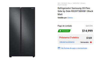 Refrigerador Samsung RS28T5B00B1 por $14,999 en Elektra