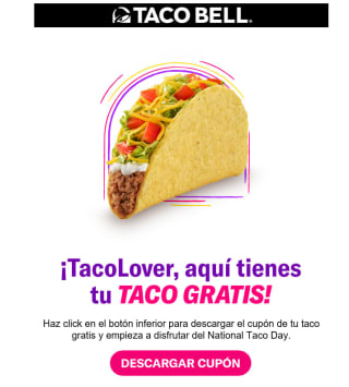 Gratis Crunchy Taco Supreme carne picada o veggie el 4 de Octubre en Taco Bell