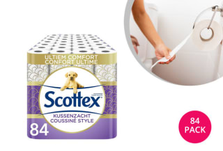 84 rollen Scottex kussenzacht 3-laags voor €37,95