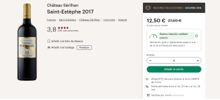 6 Botellas de Château Sérilhan Saint-Estèphe 2017 por 75€