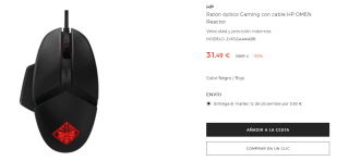Ratón óptico Gaming con cable HP OMEN Reactor por 31,49€