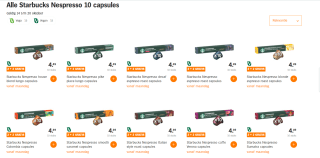 2+2 gratis op alle Alle Starbucks Nespresso 10 capsules bij de AH