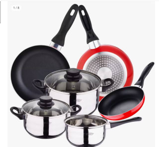 San Ignacio Bateria 5pcs acero inoxidable + Set 3 sartenes Ø16/20/24 cm por 41,75€ (cuenta nueva poor 29,75€)