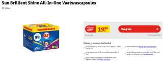 80 Sun Brilliant Shine All-In-One vaatwascapsules voor €19,99 bij Kruidvat