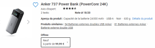 Anker 737 Power Bank à 99,99€