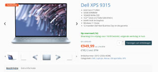 Dell XPS 9315 laptop, 13,3"" voor €949,99 bij Laptopcentrale