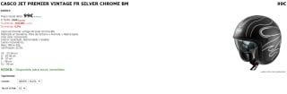 Casco jet Premier vintage FR silver chrome BM por 99€