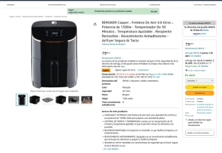 Freidora BERGNER Copper de aire 4.8 Litros por 39,99€